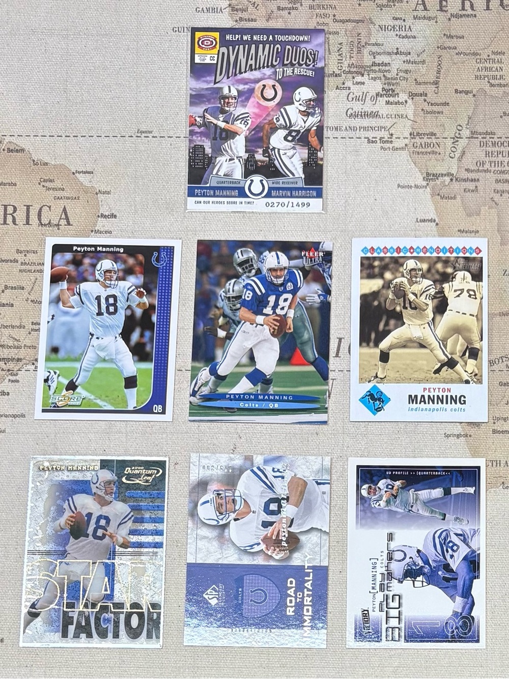Vintage Peyton Manning Indianapolis Colts 7 Card Collector Lot #’d Inserts-Base